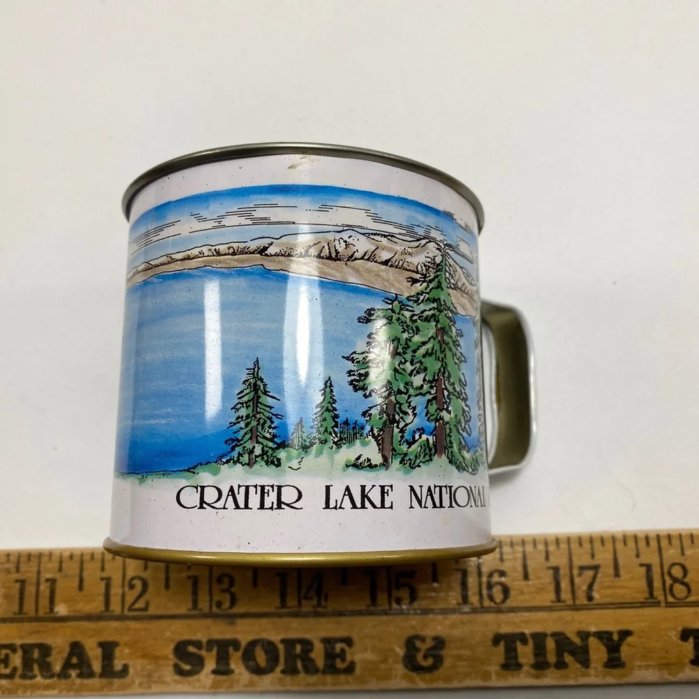 Vintage Crater Lake National Park Tin Cup Souvenir Collectible Wizard Island